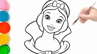 How to Draw cute Disney Princess Drawing, Painting \u0026 Colouring For Kids and Toddlers_🌈🎨