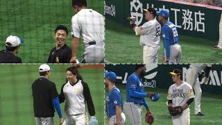 試合前⚾️ホークス選手と日本ハム選手が仲良すぎ😆近藤健介＆今川優馬・栗原陵矢＆レイエス・万波中正＆山川穂高他⚾️2024.5.6