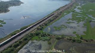 Train crossing through Chilika Lake, Odisha