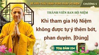 TOẠ ĐÀM 234 - ĐỂ HIỂU THẤU HÀNH ĐÚNG PHÁP HỘ NIỆM - THẦY DIỆU ÂM TỊNH HẢI