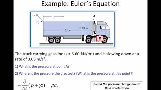 Euler's Equation and Local Acceleration - ENGR 318 (13 Oct 2020) Class 15