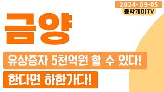 금양-유상증자 5천억원 할 수 있다! 한다면 하한가다!