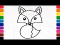 Cute Fox 🦊 Drawing, Painting and Coloring for Kids, toddlers | How to Draw a fox | Kids Drawing