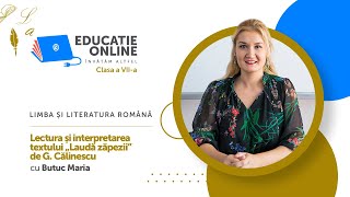 Limba și literatura română, clasa a VII-a, Lectura și interpretarea textului „Laudă zăpezii”...