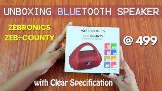 Zebronics Zeb-County Bluetooth Speaker Unboxing | Bluetooth Speaker | Talk less unbox more | TLUM