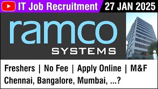 IT JOB | Ramco Systems | Job Vacancy | Recruitment 27 JAN 2025 | Chennai, Bengalore | in Tamil