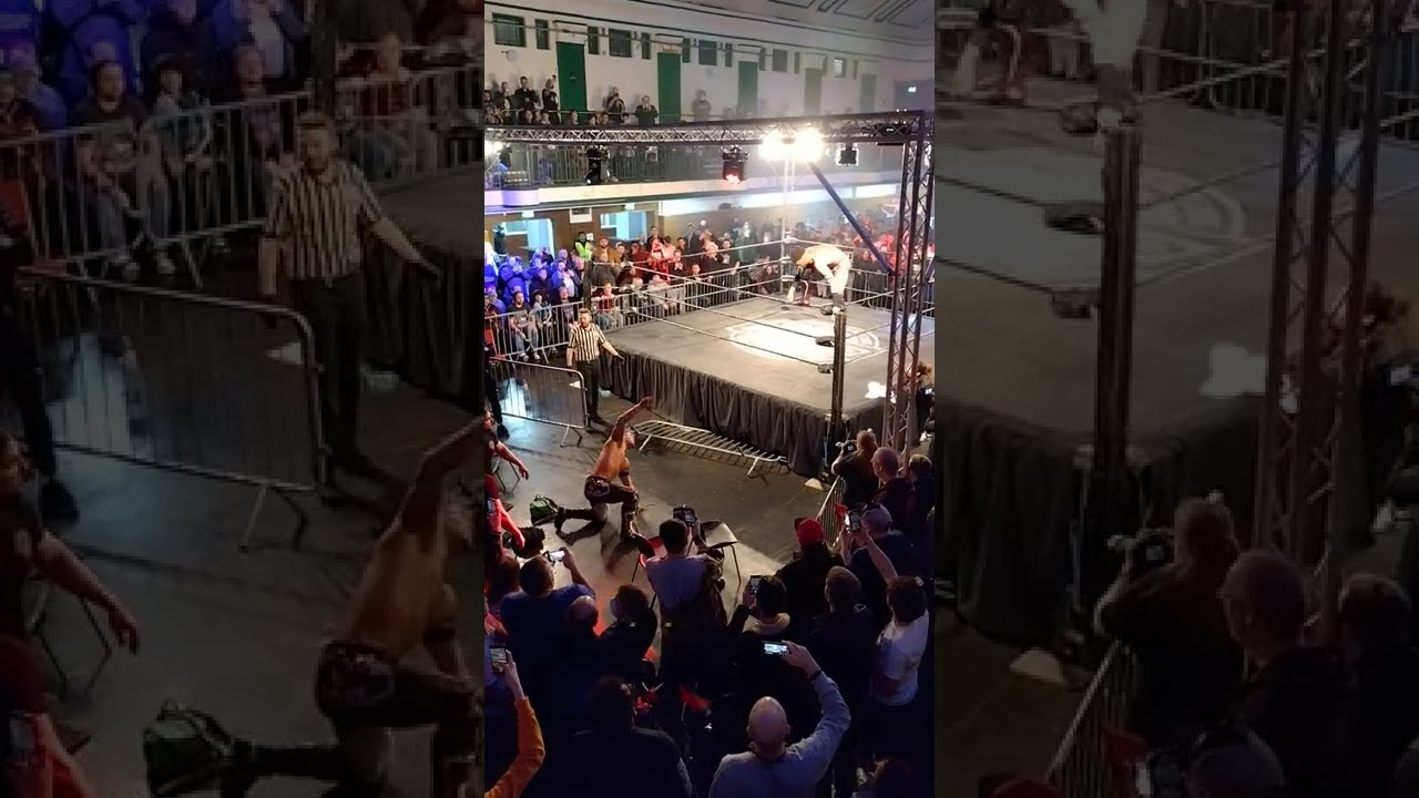 Michael Oku Vs Will Ospreay. Oku Jumps Into Osprey And The Crowd ...