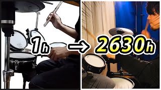 Record of 2630 hours of daily drum practice by a beginner.