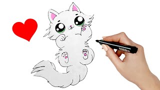 Como dibujar un GATO KAWAII, FACIL PASO A PASO. como dibujar gatos kawaii