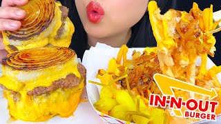 In-N-Out Burger Flying Dutchman with Grilled Onions and Animal Style Fries (ASMR