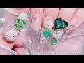 sub) Lucky Clover Nails!🐻🍀/🇰🇷Korean Nails / Making a Cute Bear!🙋🏻‍♀️/ Nail art / Self-nails / ASMR