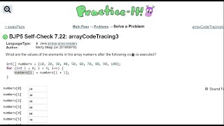 Java Practice It | Self-Check 7.22: arrayCodeTracing3 | arrays, syntax, array basics