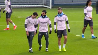 Man City Players Train Ahead Of Borussia Monchengladbach Champions League Clash
