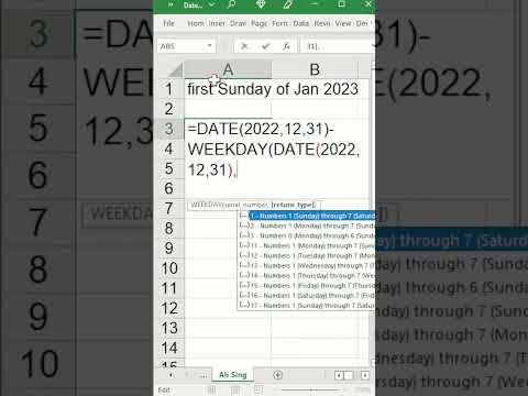 Finding the first Sunday of a month in Excel