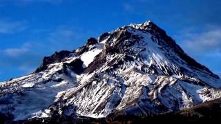 11,000 ft high Mt Hood in Oregon Cascade Volcanic Arc/ range - Eastern approach (11-clips)