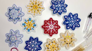 ❄️ Making Snowflake Ornaments for my Christmas tree 🎄 Snowflake Kit review + How to sew it together