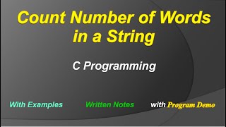 Count Number of Words in a String | C Program for Beginners