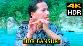 HDR Bansuri 3 || Morning Fresh Flute Music || Basuri Ko Dhun | Natural River Sound | Nature Japan 4K