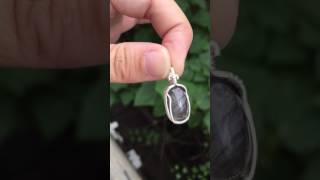 Brookite and silver rutile in quartz pendant - Vines and Lines Jewelry