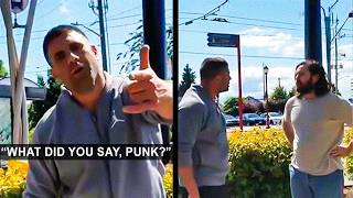 Fake Tough Guy FAILS To Intimidate Man And INSTANTLY Regrets It