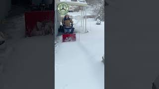 Snow Blowing Up the Walkway