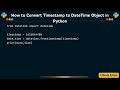 How to Convert Timestamp to DateTime Object in Python