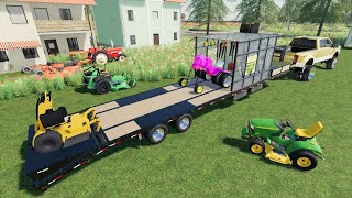 Using our lawn business to mow the towns tall grass | Farming Simulator 19