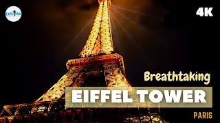 EIFFEL TOWER AT NIGHT, Paris France (Eiffel Tower sparkling & twinkling at night in Paris)