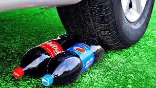 Car Experiment: COCA-COLA vs PEPSI . Crushing Soft and Crunchy Things by Car!