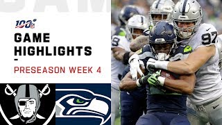 Raiders vs. Seahawks Preseason Week 4 Highlights | NFL 2019