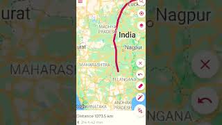 Distance between Lucknow to Hyderabad #imp #distancemeasurement #googlemap #travel #physicalmap