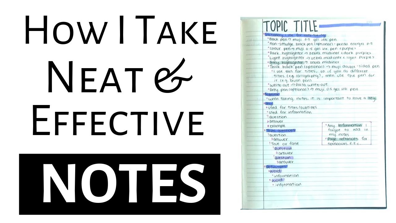 How I Take NEAT & EFFECTIVE Notes 2019 + Additional Tips | Aesthetic ...