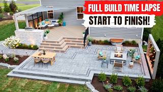 EPIC Backyard TRANSFORMATION Time Lapse - Custom Deck and Paver Patio