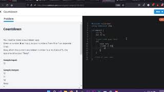 #sololearn C++ COUTDOWN PROBLEM SOLUTION