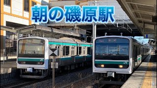 常磐線　【鳴りやすさ密着‼️】朝の磯原駅発車メロディーと発着集