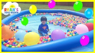 BALLOON POP SURPRISE TOYS CHALLENGE in giant ball pit