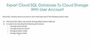 Google Cloud Platform - Case Study 2 - Export Cloud SQL Database To Cloud Storage With User Account