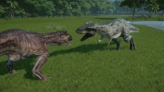 Carnotaurus and Suchomimus VS Albertosaurus - Jurassic World Evolution