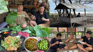 MASAK KARO ANAK LANANG || OSENG LOMPONG UDANG PETE || MAKAN DI PANTAI