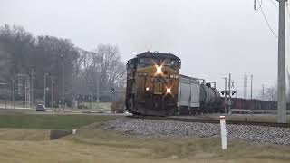 CPKC 2-261 meets 252 led by two CSX at Bettendorf December 29, 2024