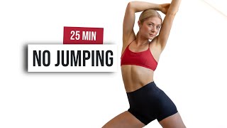 25 MIN FULL BODY NO JUMPING + ABS BURNER Workout - No Equipment - No Repeat, Home Workout