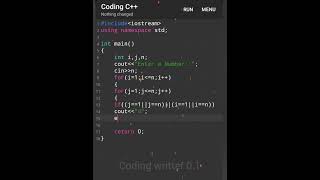 Best pattern tutorial video in C++ programming language ll π―π―#coding #short #youtubeshorts