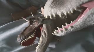 jurassic world T-Rex vs Indominus Rex and Blue final battle