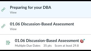 Finding the Discussion Based Assessment Questions (DBA)