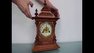 JUNGHANS Mantel Clock Antique MAHOGANY GONG Chime 1910s Germany