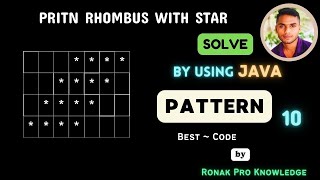 Print Rhombus With Star || Rhombus Pattern || Java Pattern || Pattern Code || Code With @Ronak_