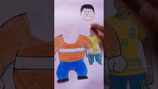 Neymar jr Brazil and indian doraemon character#art #shortsviral #drawing