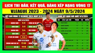 Lịch Thi Đấu, Kết Quả, Bảng Xếp Hạng Vòng 17 V.League 2023 - 2024 Ngày 9/5 | Nam Định Đại Thắng