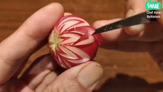 Red Radish Rose carving garnish|| how to make Red Radish garnish