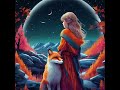 Luna with her fox gazing at the stars